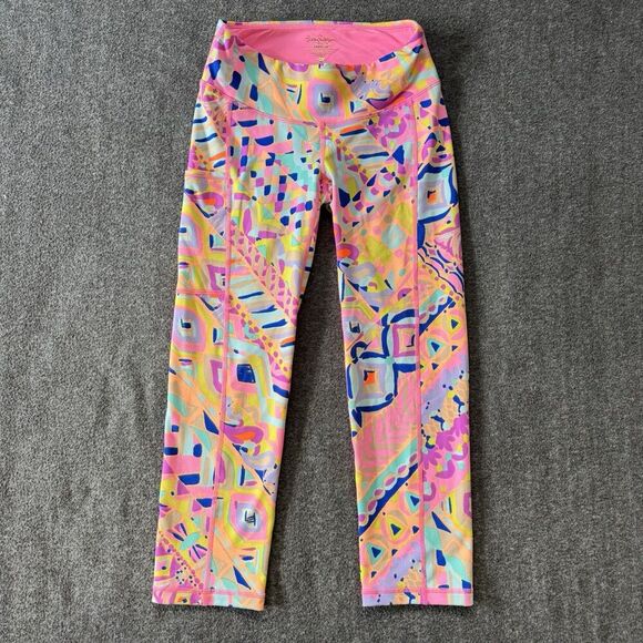 Lilly Pulitzer LUXLETIC Pink Weekender Midi Legging Women's Size XS Elephant - Picture 1 of 8